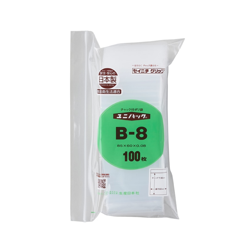 >生産日本社 セイニチ チャック付きポリ袋 ユニパック 厚口 B-8 100枚/袋