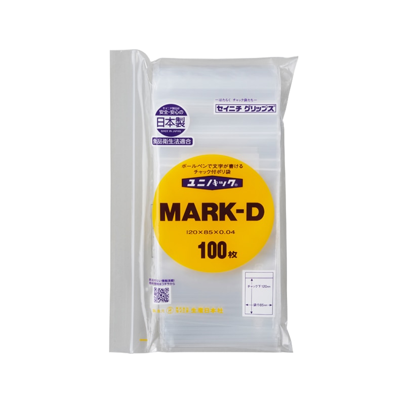 生産日本社 セイニチ チャック付きポリ袋 ユニパック マーク付き MARK-D 100枚