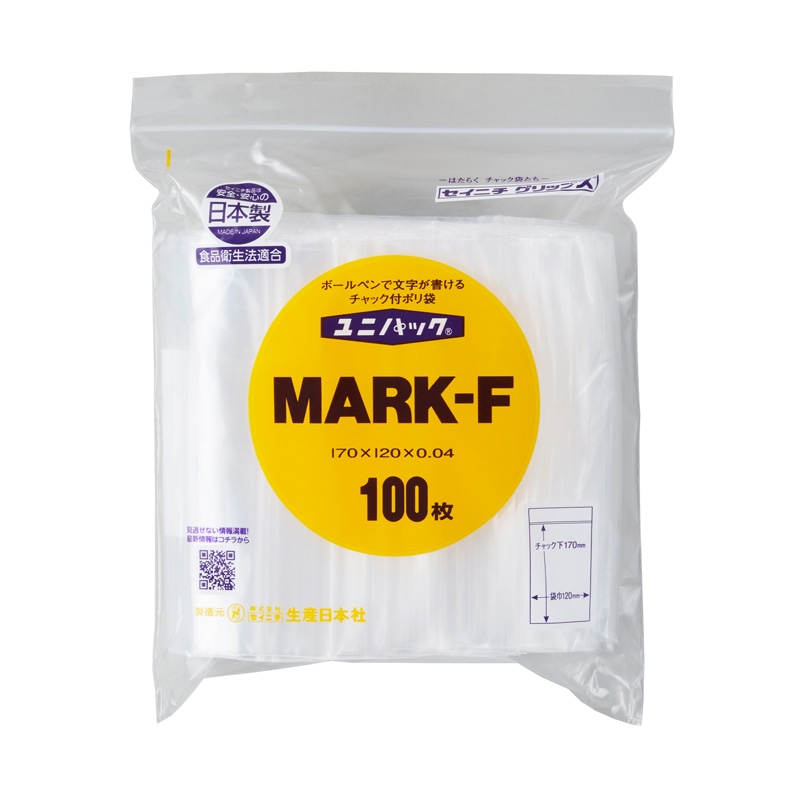 生産日本社 セイニチ チャック付きポリ袋 ユニパック マーク付き MARK-F 100枚/袋