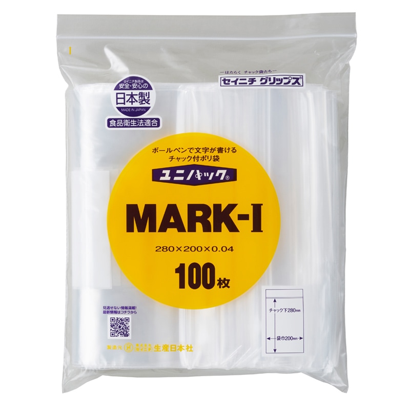 >生産日本社 セイニチ チャック付きポリ袋 ユニパック マーク付き MARK-I 100枚/袋