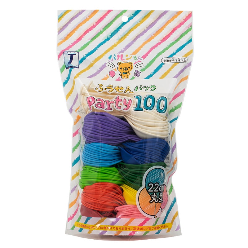 TakaraTec バルンるん 風船パック Party100 丸型 100個入 0711010501 1袋（ご注文単位1袋）【直送品】