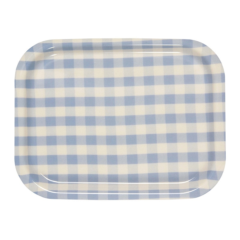 Rトレー　ミルキーチェック（M） ブルー（ノンスリップ加工）  1個（ご注文単位1個）【直送品】