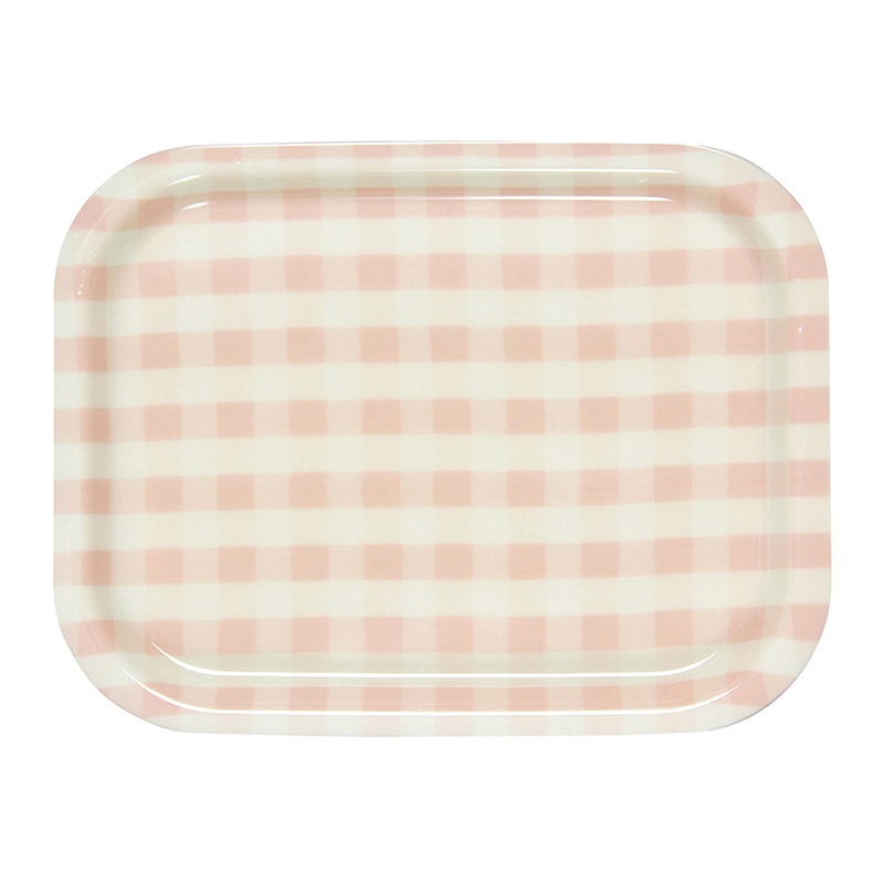 Rトレー　ミルキーチェック（M） ピンク（ノンスリップ加工）  1個（ご注文単位1個）【直送品】