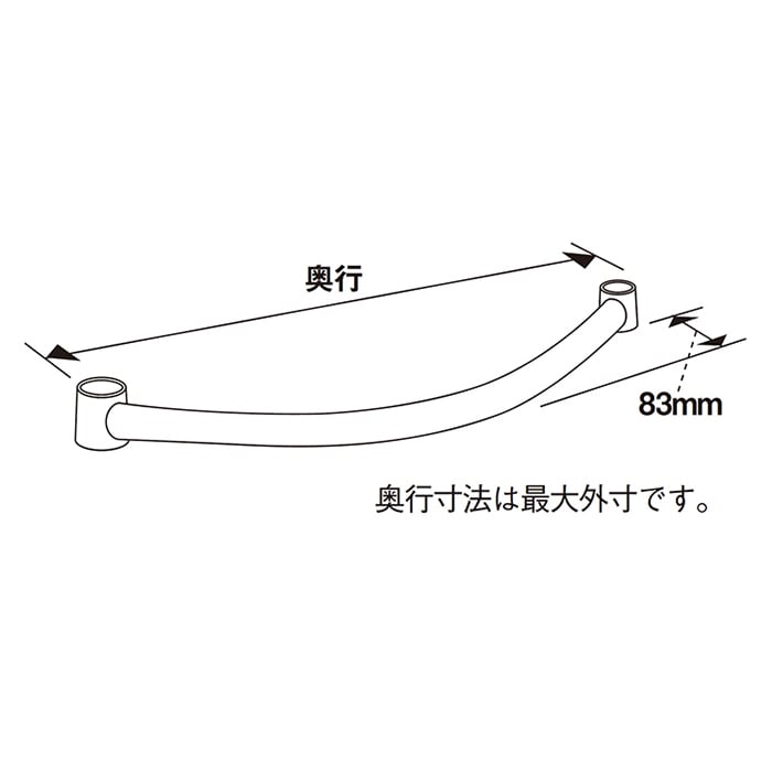 エレクター シェルフパーツ ベーシック サイドハンドル 450mm用 クローム 1本(ご注文単位1本)【直送品】