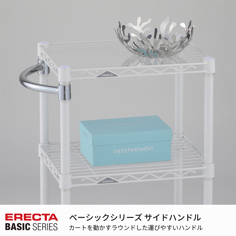 エレクター シェルフパーツ ベーシック サイドハンドル 450mm用 クローム 1本(ご注文単位1本)【直送品】