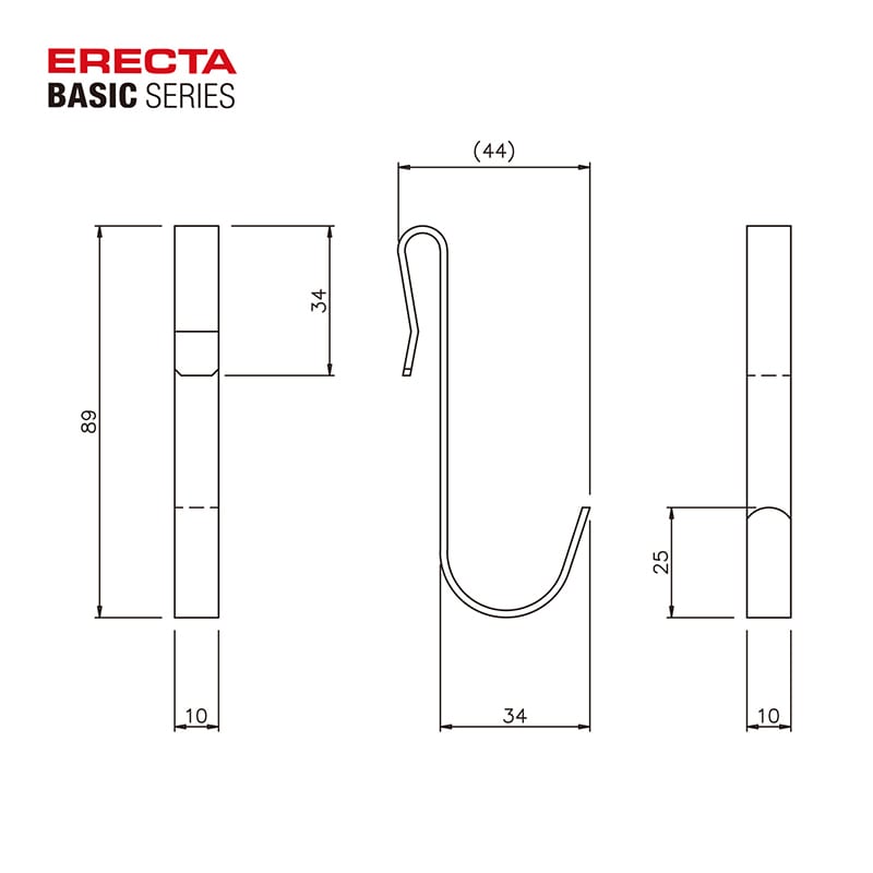 エレクター シェルフパーツ ベーシック フック クローム 4個入 1セット(ご注文単位1セット)【直送品】