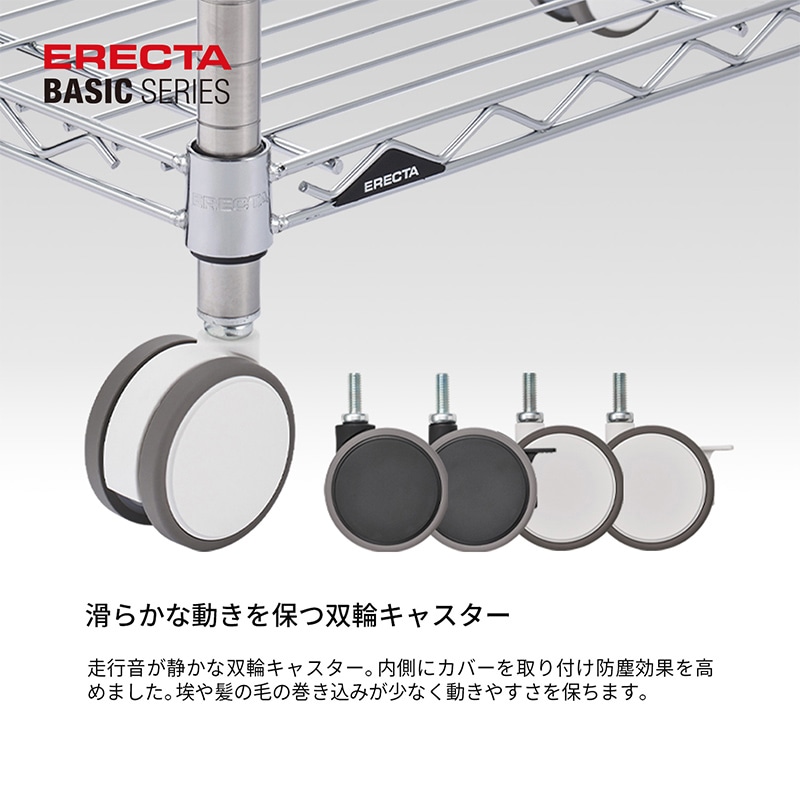 エレクター シェルフパーツ ベーシック 双輪キャスター 75mm ブラック 2個入 1セット(ご注文単位1セット)【直送品】