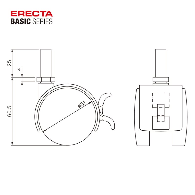 エレクター シェルフパーツ　ベーシック　キャスター ストッパー付　50mm　2個入  1セット（ご注文単位1セット）【直送品】