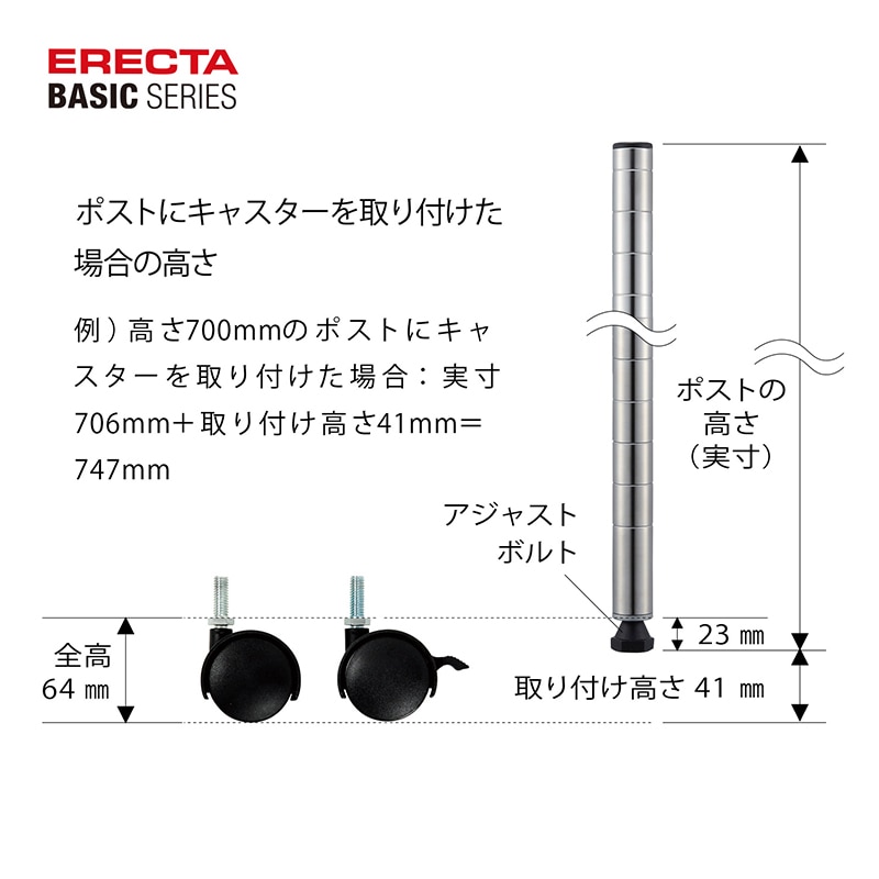 エレクター シェルフパーツ　ベーシック　キャスター 50mm　2個入  1セット（ご注文単位1セット）【直送品】