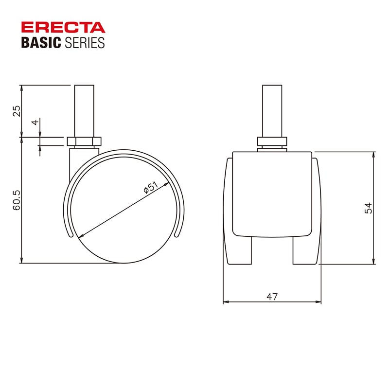 エレクター シェルフパーツ　ベーシック　キャスター 50mm　2個入  1セット（ご注文単位1セット）【直送品】