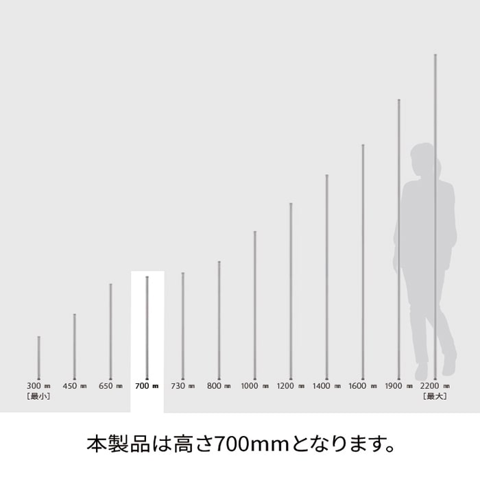 エレクター シェルフパーツ ベーシック ポール 700mm ホワイト 2本入 1組(ご注文単位1組)【直送品】