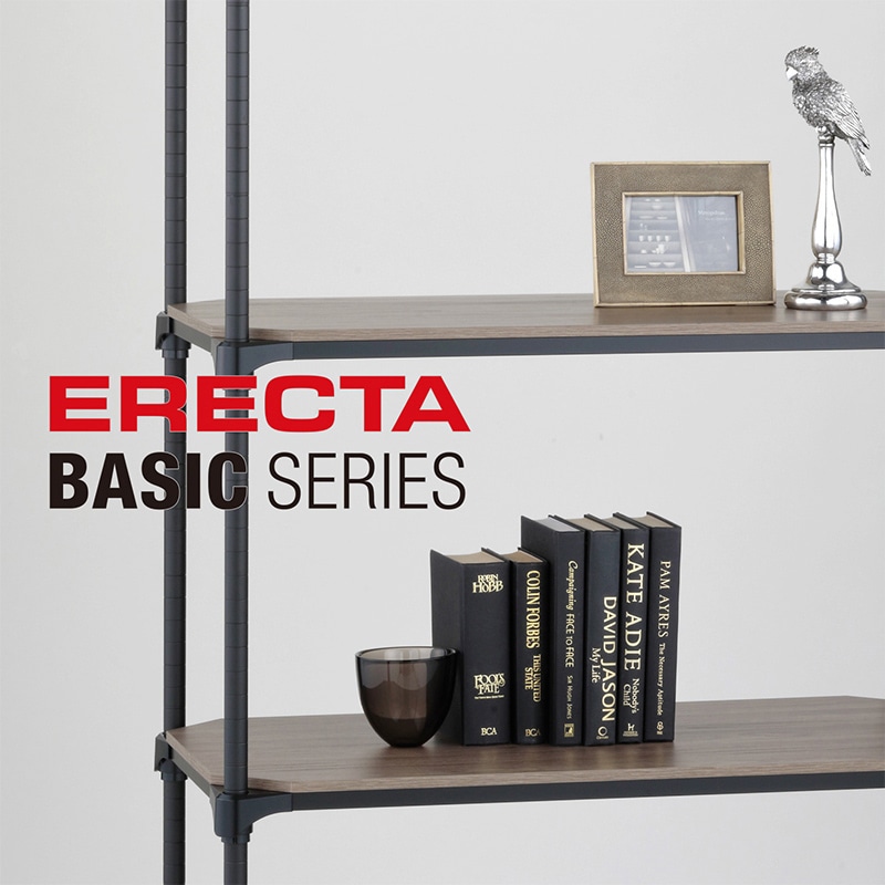 エレクター シェルフパーツ ベーシック ウッドシェルフ 棚用 W750×D450mm ウォールナット ブラックフレーム 1枚(ご注文単位1枚)【直送品】