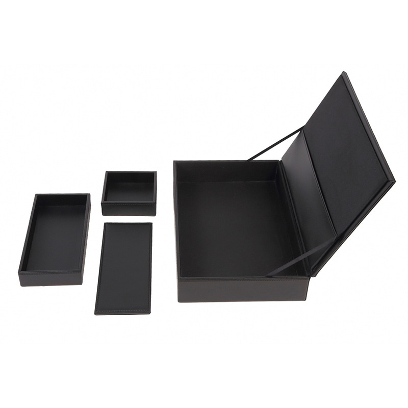 伊藤忠リーテイルリンク 合皮トレーボックスセット ブラック V427001 1個(ご注文単位20個)【直送品】