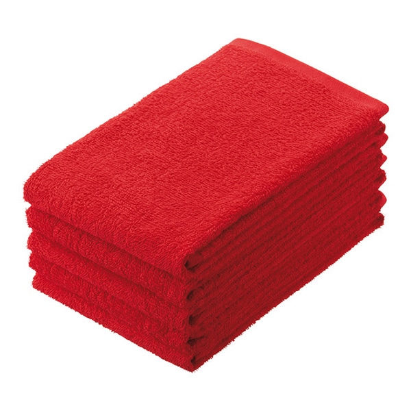 伊藤忠リーテイルリンク フェイスタオル　ダークカラー 赤　5枚入 FTD-2　1パック（ご注文単位48パック）【直送品】