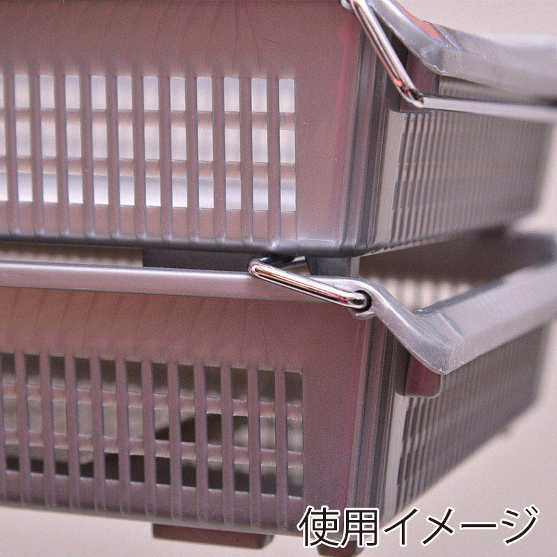 伊藤忠リーテイルリンク 収納ボックス スタックトレー メタルハンドル付 浅型 小 グレー V676 1個(ご注文単位12個)【直送品】