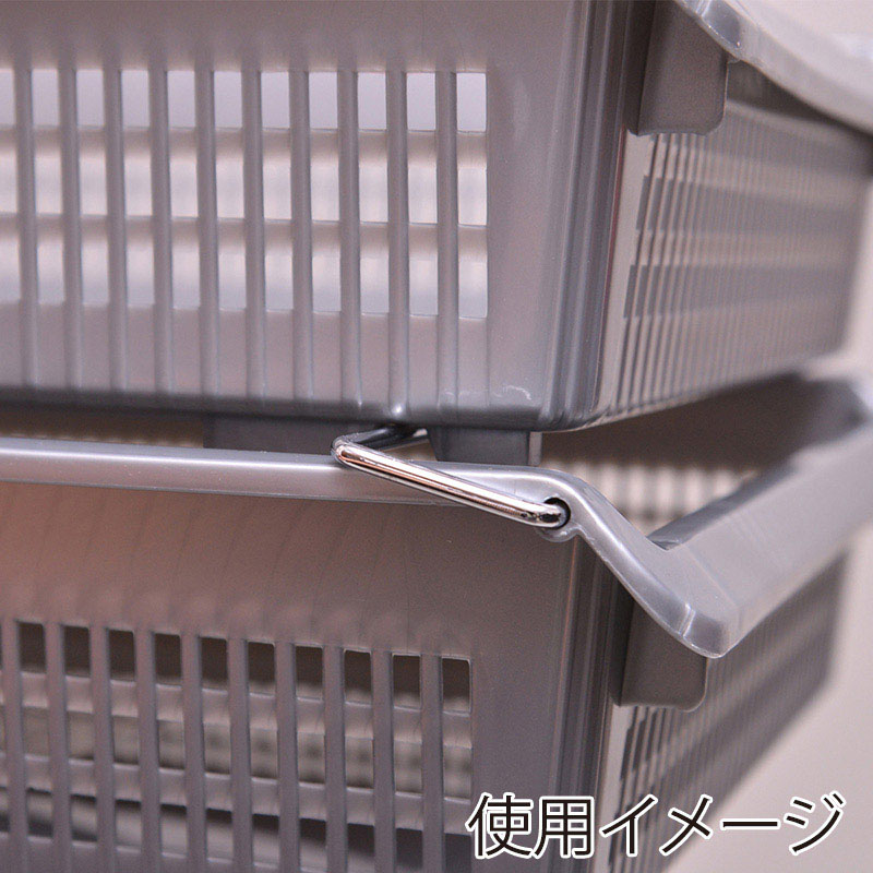 伊藤忠リーテイルリンク 収納ボックス スタックトレー メタルハンドル付 浅型 大 グレー V674 1個(ご注文単位6個)【直送品】