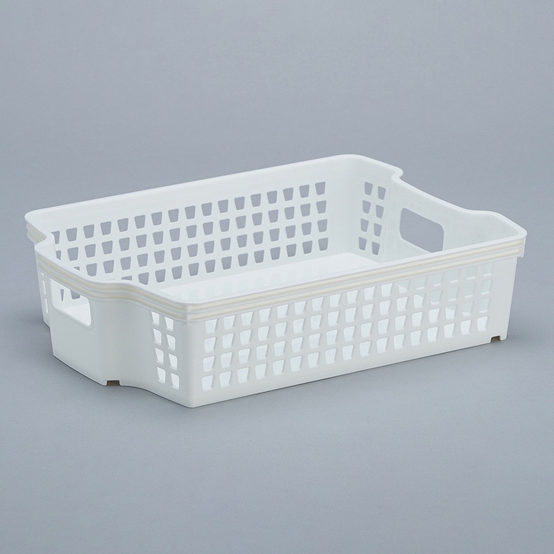 伊藤忠リーテイルリンク 収納ボックス　スタッキングバスケット 浅型　大　ホワイト SB14118　1個（ご注文単位48個）【直送品】