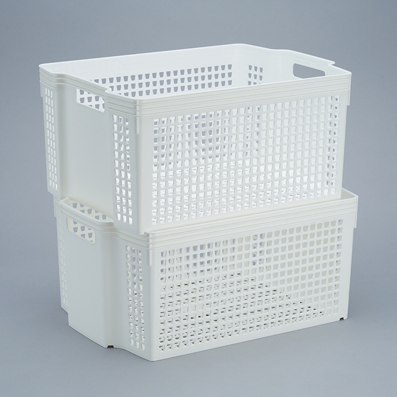 伊藤忠リーテイルリンク 収納ボックス スタッキングバスケット A4サイズ対応 大 ホワイト SB14122 1個(ご注文単位18個)【直送品】