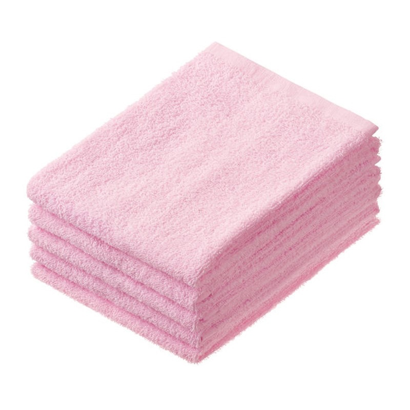 伊藤忠リーテイルリンク 少し厚手のフェイスタオル ピンク　5枚入 　1パック（ご注文単位32パック）【直送品】