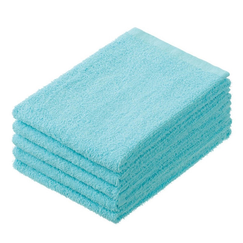 伊藤忠リーテイルリンク 少し厚手のフェイスタオル ブルー　5枚入 　1パック（ご注文単位32パック）【直送品】