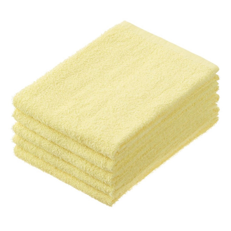 伊藤忠リーテイルリンク 少し厚手のフェイスタオル イエロー　5枚入 　1パック（ご注文単位32パック）【直送品】