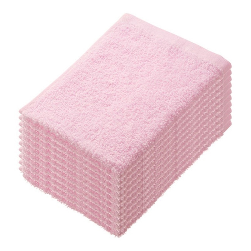 伊藤忠リーテイルリンク 少し厚手のおしぼりタオル ピンク　10枚入 　1パック（ご注文単位30パック）【直送品】