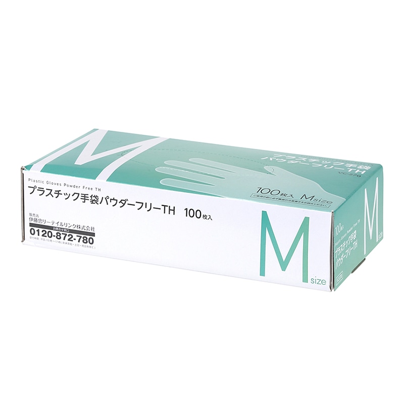 伊藤忠リーテイルリンク プラスチック手袋 パウダーフリーTH M VC-270M 1箱(ご注文単位20箱)【直送品】