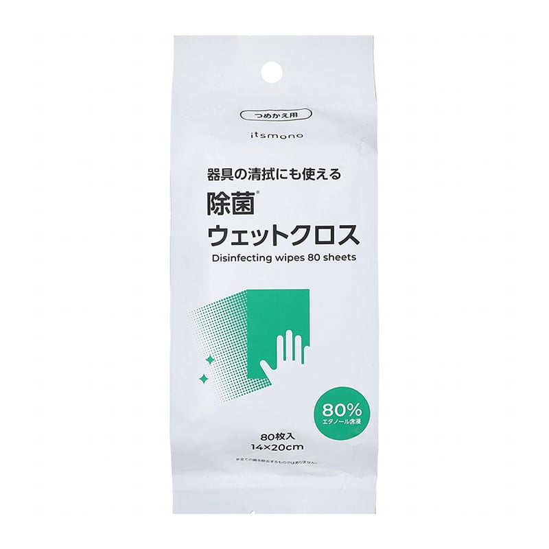 伊藤忠リーテイルリンク 除菌ウェットクロス ボトルつめかえ 80枚入 IRLN-002 1個（ご注文単位24個）【直送品】