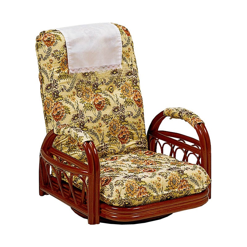 萩原 リクライニング籐回転椅子　ロータイプ  RZ-921 1台（ご注文単位1台）【直送品】