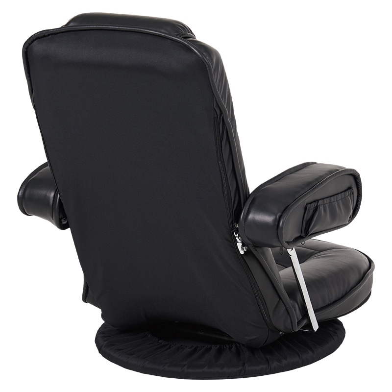 萩原 レザー回転座椅子 ブラック LZ-1081BK 1台(ご注文単位1台)【直送品】