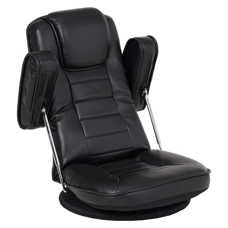 萩原 レザー回転座椅子 ブラック LZ-1081BK 1台(ご注文単位1台)【直送品】