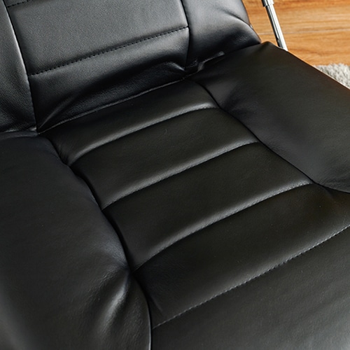 萩原 レザー回転座椅子 ブラック LZ-1081BK 1台(ご注文単位1台)【直送品】