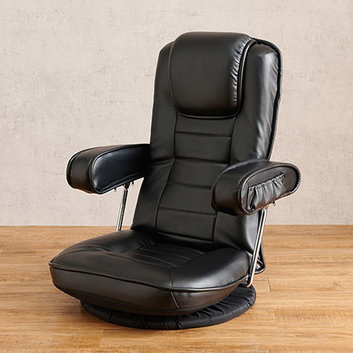 萩原 レザー回転座椅子 ブラック LZ-1081BK 1台(ご注文単位1台)【直送品】