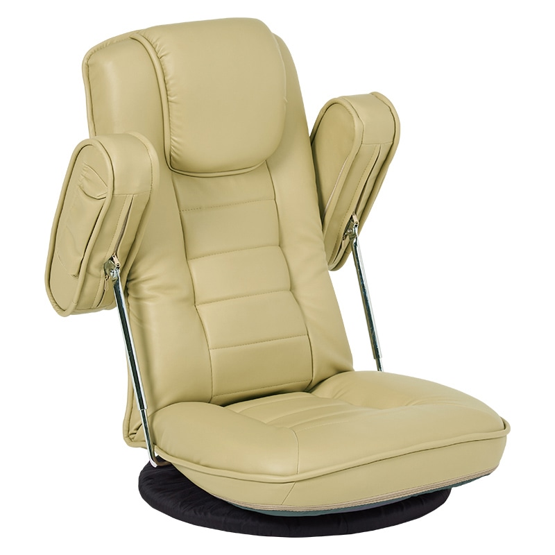 萩原 レザー回転座椅子 ベージュ LZ-1081LGY 1台(ご注文単位1台)【直送品】