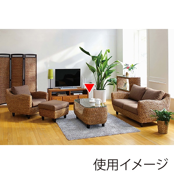 萩原 ガラステーブル ウォーターヒヤシンス ブラウン RL-1010BR-T 1台(ご注文単位1台)【直送品】