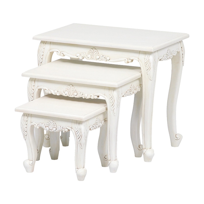 萩原 ネストテーブル　3個セット アンティークホワイト RT-1751AW 1セット（ご注文単位1セット）【直送品】