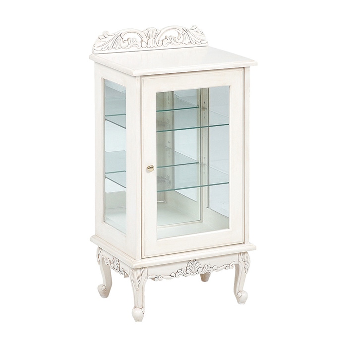 萩原 ガラスキャビネット 幅50cm アンティークホワイト RCC-1752AW 1台(ご注文単位1台)【直送品】