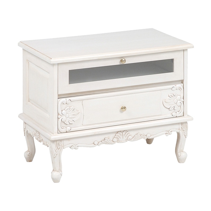 萩原 リビングボード 幅70cm アンティークホワイト RTV-1756AW 1台(ご注文単位1台)【直送品】