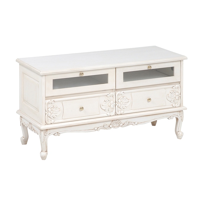 萩原 リビングボード 幅105cm アンティークホワイト RTV-1757AW 1台(ご注文単位1台)【直送品】