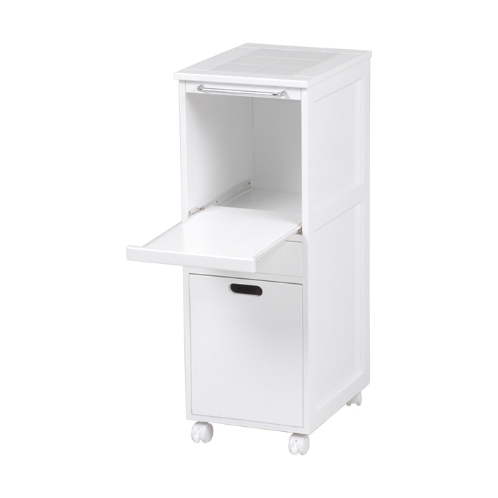 萩原 スライドキッチンワゴン キャスター付 ホワイト MW-6709WH 1台(ご注文単位1台)【直送品】