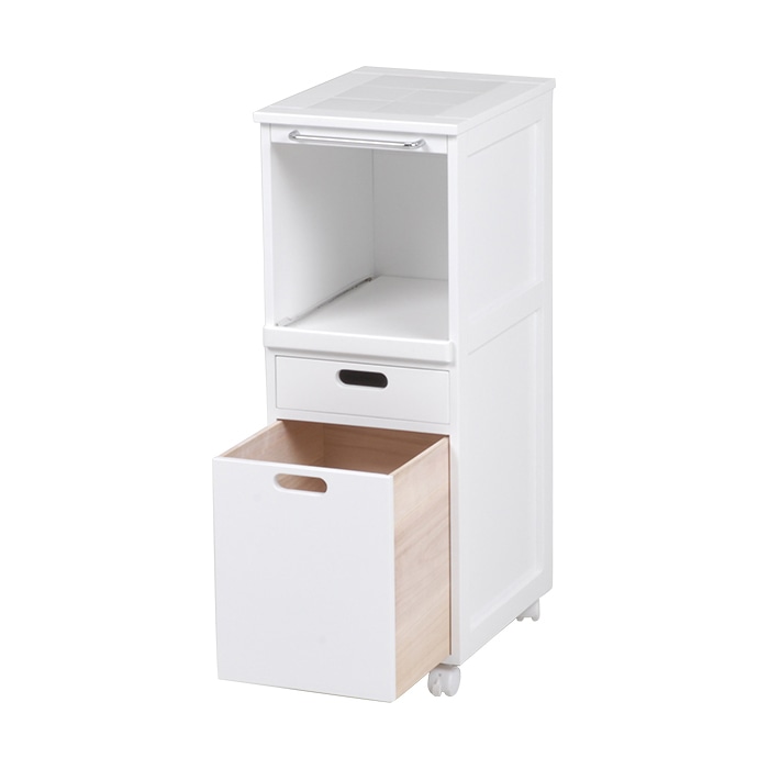 萩原 スライドキッチンワゴン キャスター付 ホワイト MW-6709WH 1台(ご注文単位1台)【直送品】