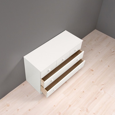 萩原 チェスト　幅87cm　引出し5杯 ホワイト MCH-6891WH 1台（ご注文単位1台）【直送品】