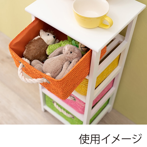 萩原 収納ボックス 引出し4杯 ホワイト MN-5514WH 1台(ご注文単位1台)【直送品】