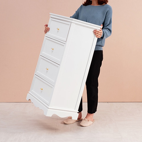 萩原 チェスト 幅50cm 4段 ホワイト MCH-6590WH 1台(ご注文単位1台)【直送品】