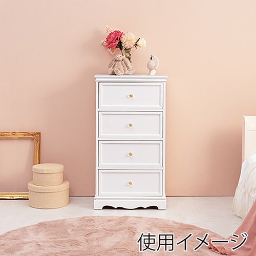 萩原 チェスト 幅50cm 4段 ホワイト MCH-6590WH 1台(ご注文単位1台)【直送品】