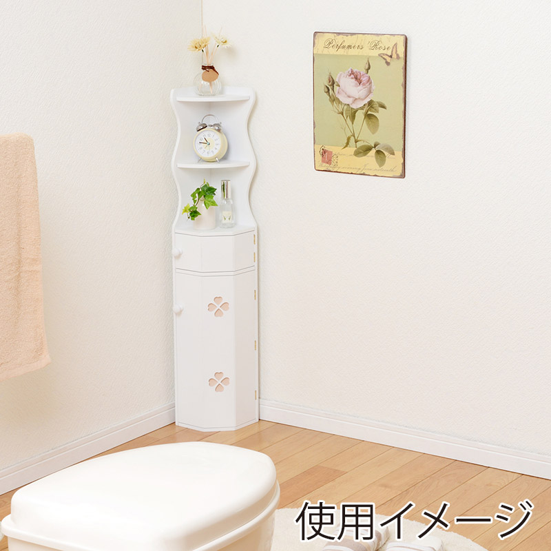 萩原 トイレラック コーナータイプ ホワイト MTR-7005WH 1台(ご注文単位1台)【直送品】