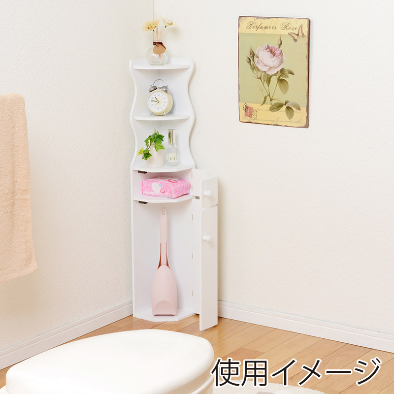 萩原 トイレラック コーナータイプ ホワイト MTR-7005WH 1台(ご注文単位1台)【直送品】