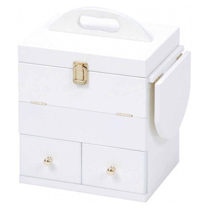 萩原 コスメボックス 三面鏡付き ホワイト MUD-6930WH 1台(ご注文単位1台)【直送品】