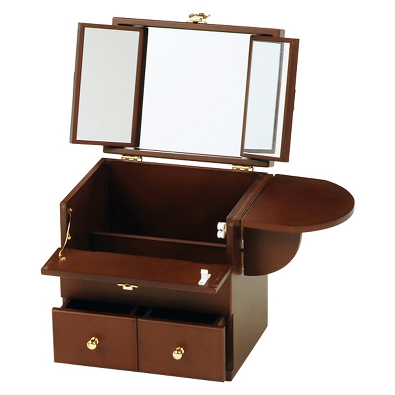 萩原 コスメボックス 三面鏡付き ブラウン MUD-6930BR 1台(ご注文単位1台)【直送品】