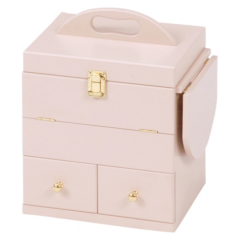 萩原 コスメボックス 三面鏡付き ピンク MUD-6930PI 1台(ご注文単位1台)【直送品】